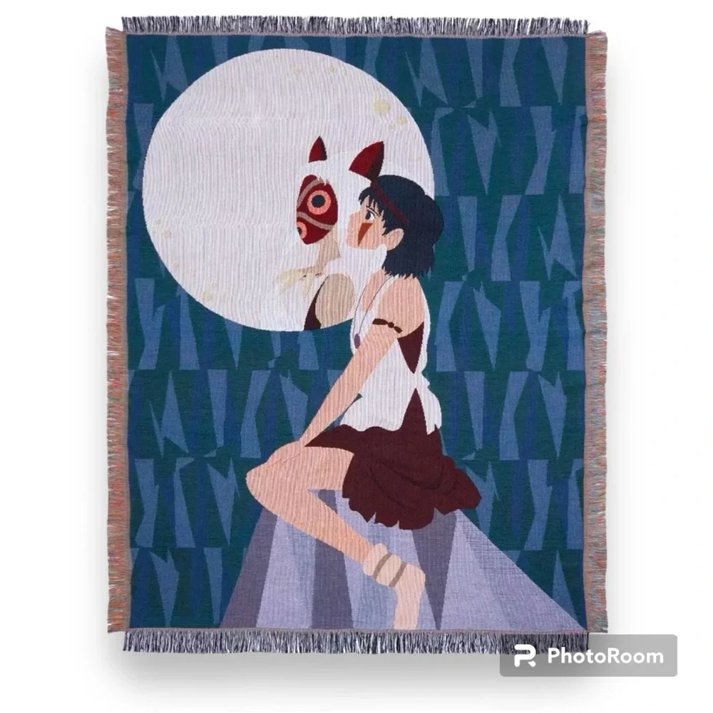 Studio Ghibli Princess Mononoke San Dual Portrait Tapestry Throw